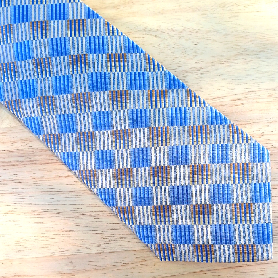 Joseph  Feiss Blue And Cream Checkered Tie